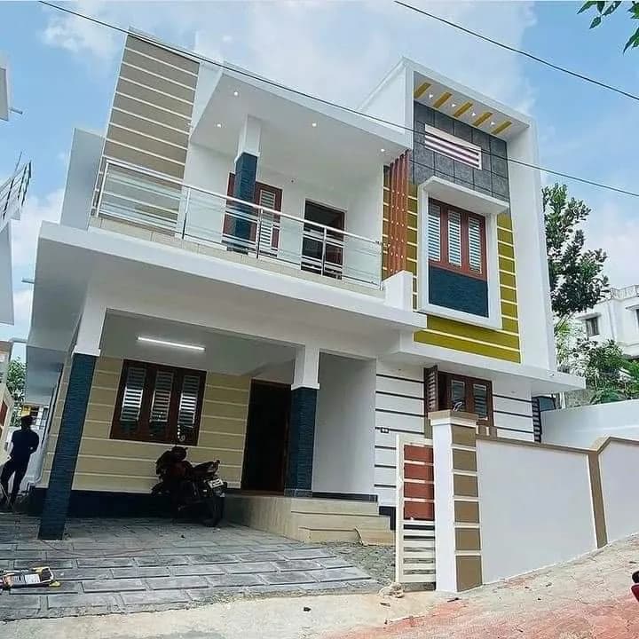 Two-storey villa profile with covered carport and terrace pergola